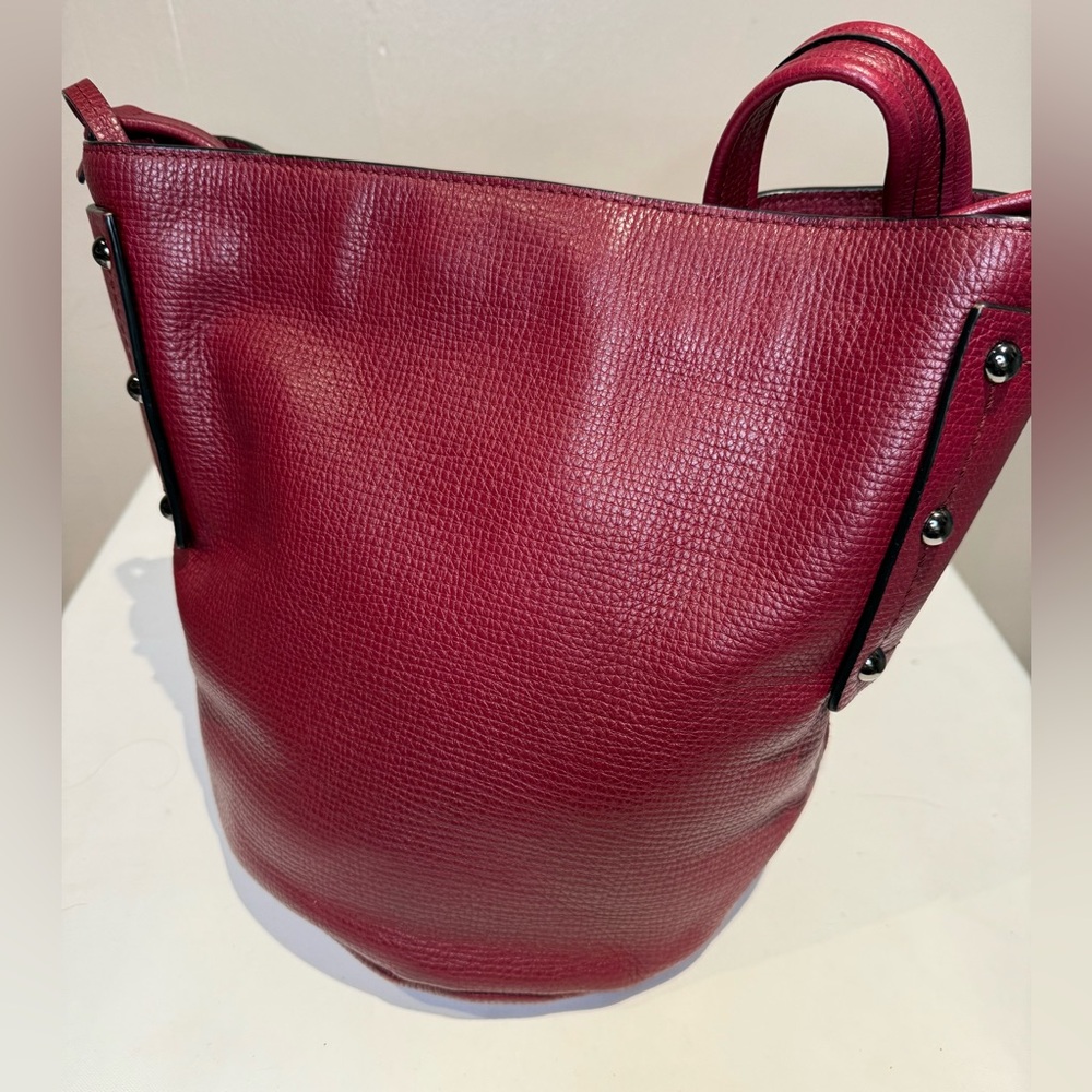 Marc by Marc Jacob’s Bucket Hobo Bag Burgundy Suede and Leather GunMetal EUC - Picture 3 of 8